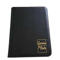 Game Mate Premium 9 Pocket Zippered High Class Leather Black Card Binder