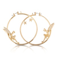 Couture Kingdom Disney Tinker Bell with Pave Set Crystal Wings Hoop Earrings