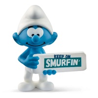 Schleich Smurfs Smurf with Sign Keep on Smurfin' Figure