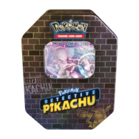 Pokemon TCG Detective Pikachu Collector Tins. Mewtwo-GX Tin