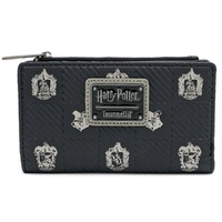 Loungefly Harry Potter Hogwarts Crests Black Debossed Wallet