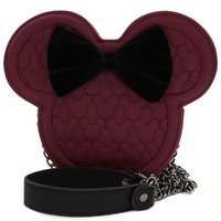 Loungefly Disney Minnie Mouse Maroon Quilted Silhouette Head Crossbody Bag