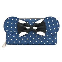 Loungefly Disney Minnie Mouse Denim Polka Dot Zip-Around Wallet
