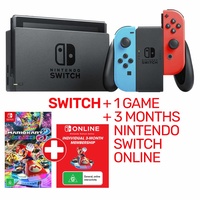 Nintendo Switch Console Neon + 1 Game + 3-Month Nintendo Switch Online