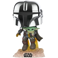 Funko Pop! Vinyl Star Wars The Mandalorian With Grogu and Pin. US Exclusive