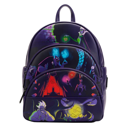 Loungefly Disney Villains Triple Pocket Glow Mini Backpack
