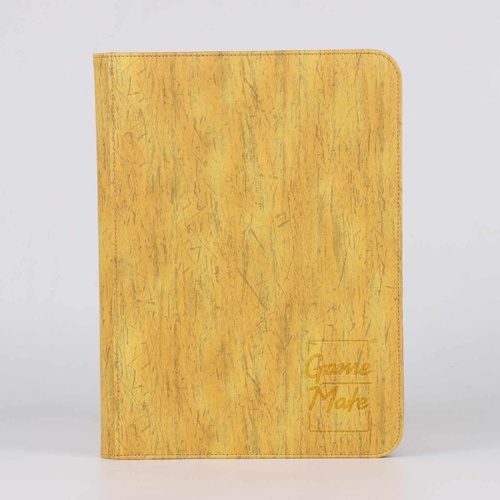 Game Mate Premium 9 Pocket Zippered Yellow Wood Grain Card Binder