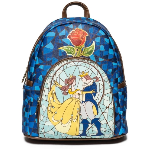 Loungefly Disney Beauty and the Beast 1991 Stain Glass Mini Backpack. US Exclusive